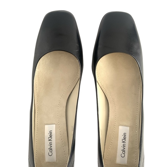 Calvin Klein Black Leather Square Toe Block Heel Pump Women’s Size 8.5 NWOB - Picture 4 of 12